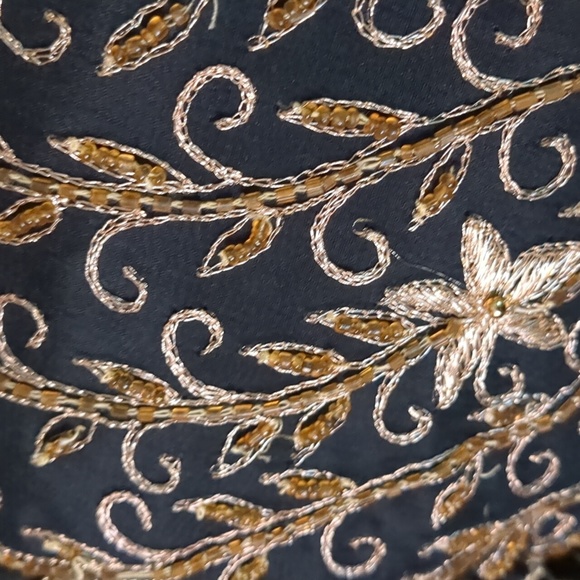 VINTAGE BEADED SILK Bolero jacket - Picture 4 of 10